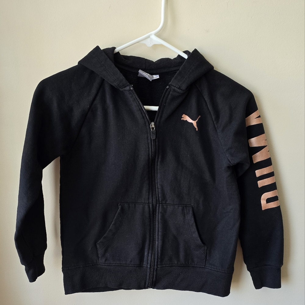 Puma Kids Black Zip Up Hoodie M (8-10)